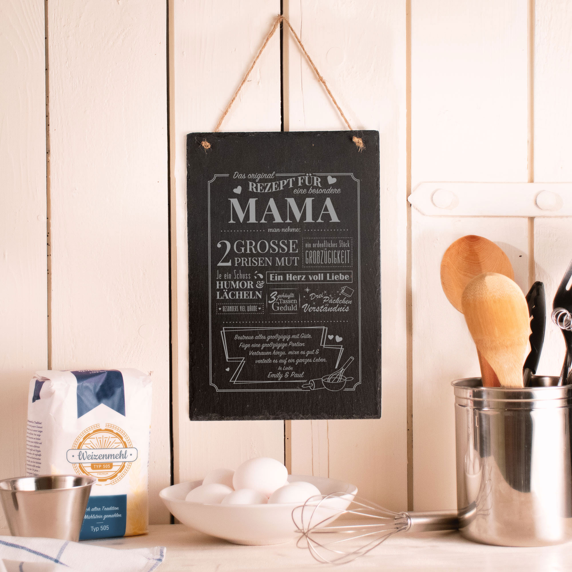 Große Schiefertafel mit Gravur - Rezept Mama 2127-18-MZ - 1