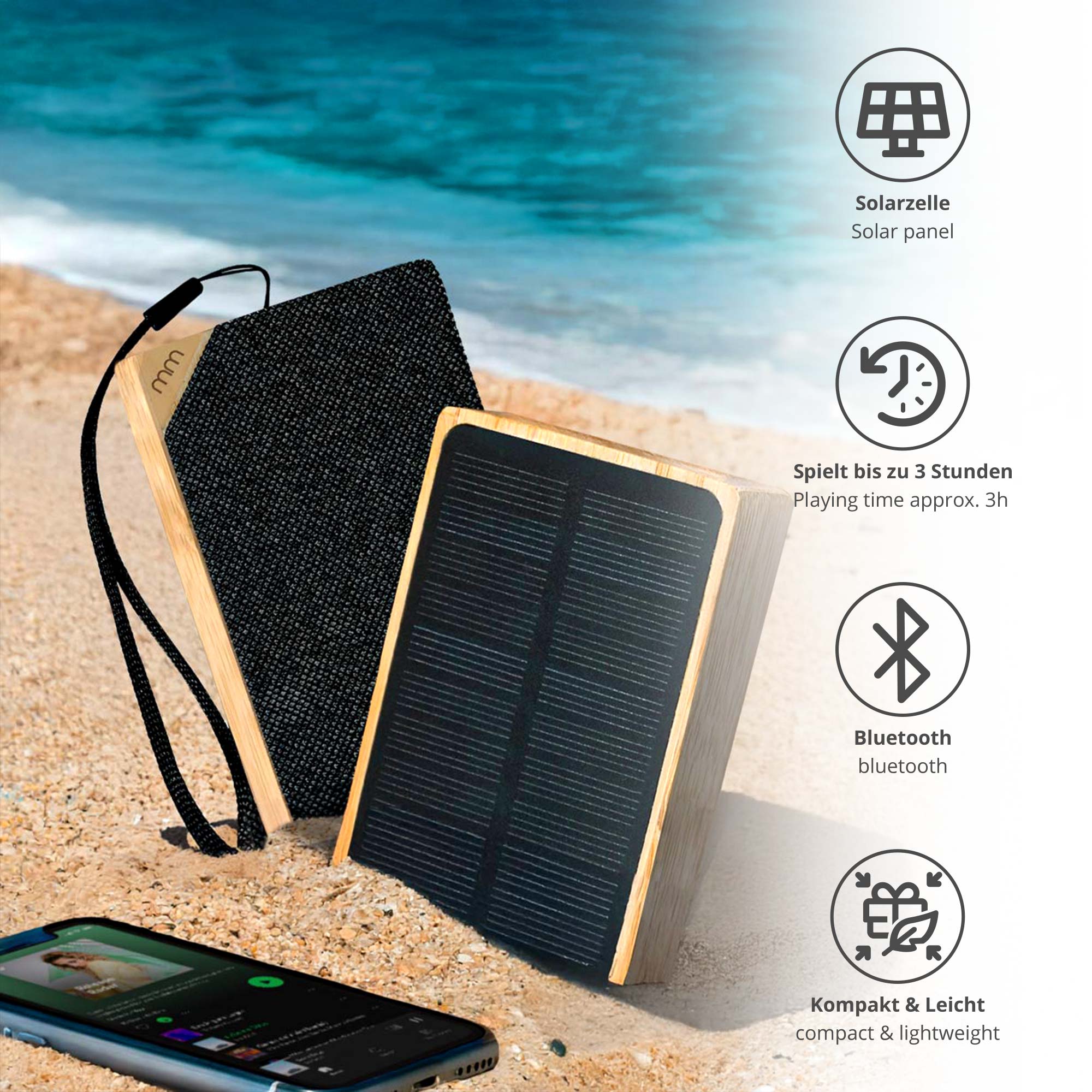 Bluetooth Lautsprecher mit Solarbetrieb