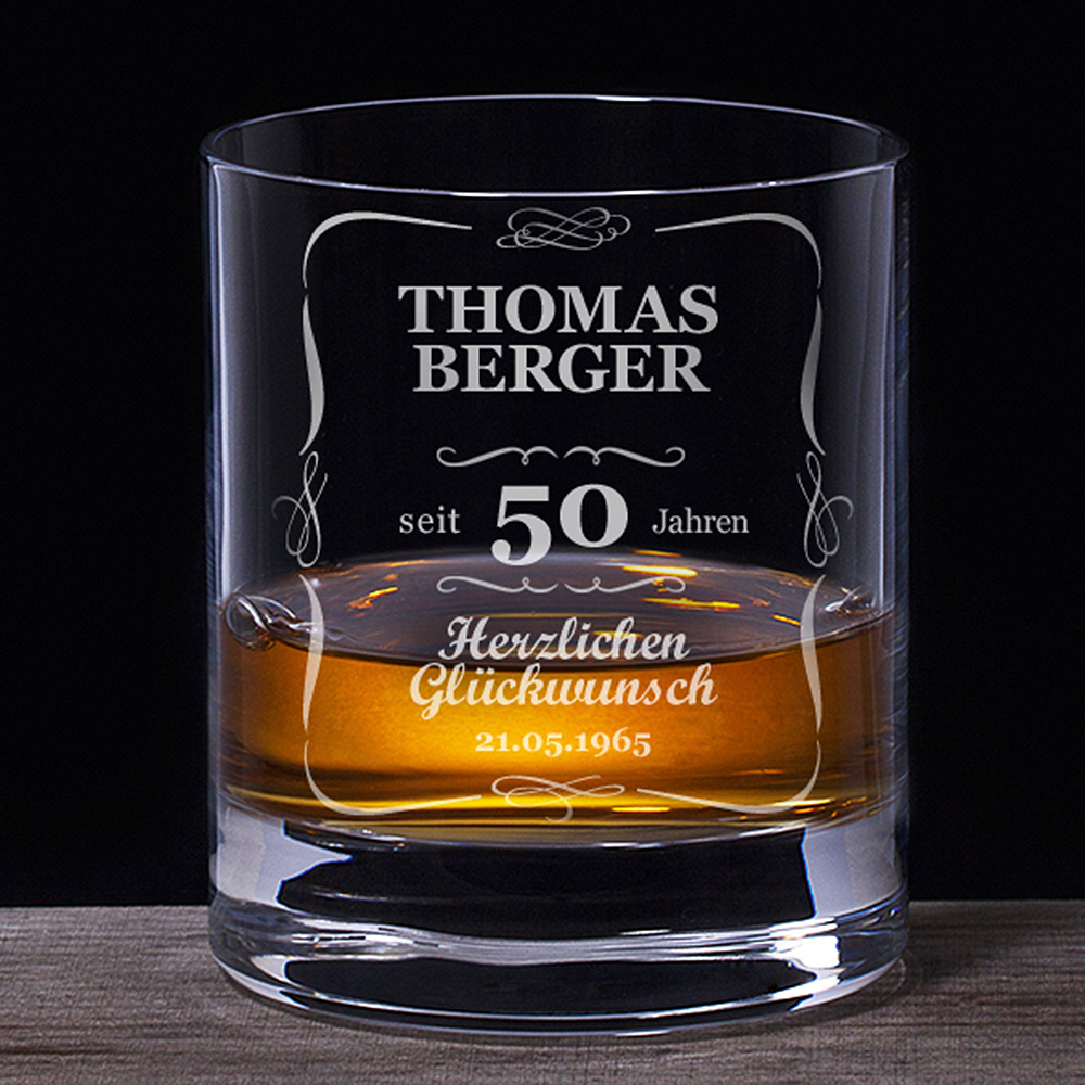 Whiskyglas 50. Geburtstag - klassisch 1473