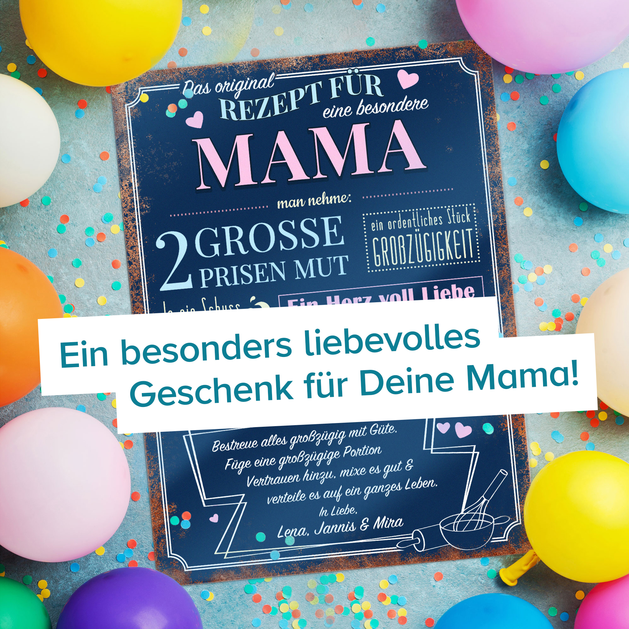 Personalisiertes Blechschild - Rezept Mama