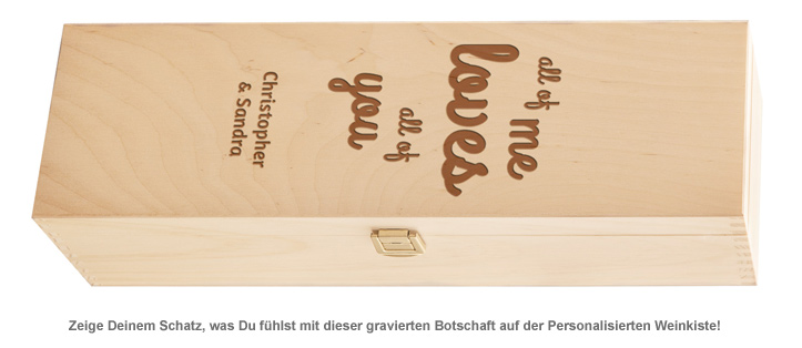 Personalisierte Weinkiste - Liebesbotschaft 1874 - 1