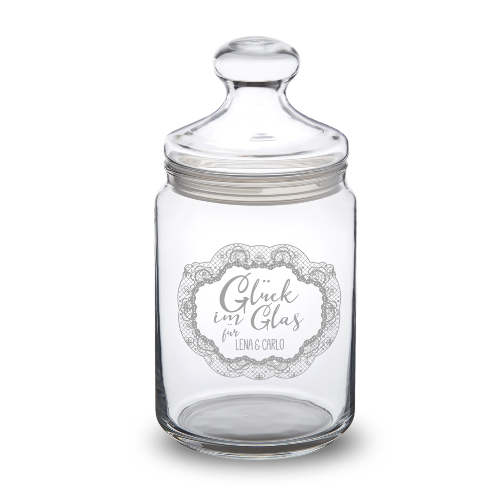 Bonbonglas mit Gravur - Glück im Glas