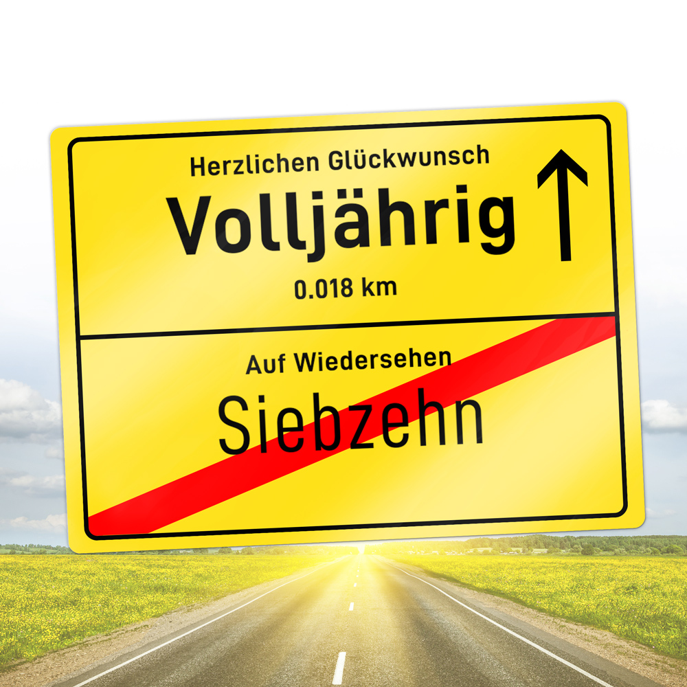 Ortsschild zum 18. Geburtstag 3769 - 3