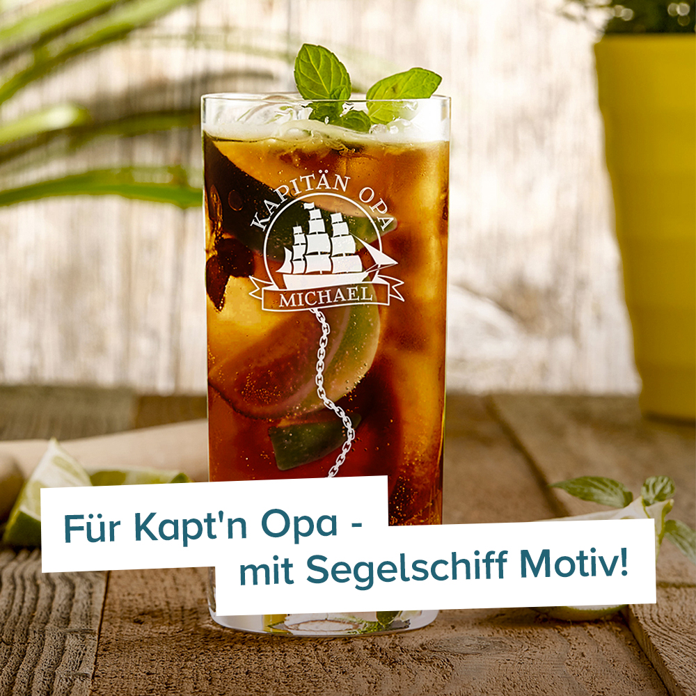 Cocktailglas mit Gravur für Opa - Segelschiff 3963 - 7