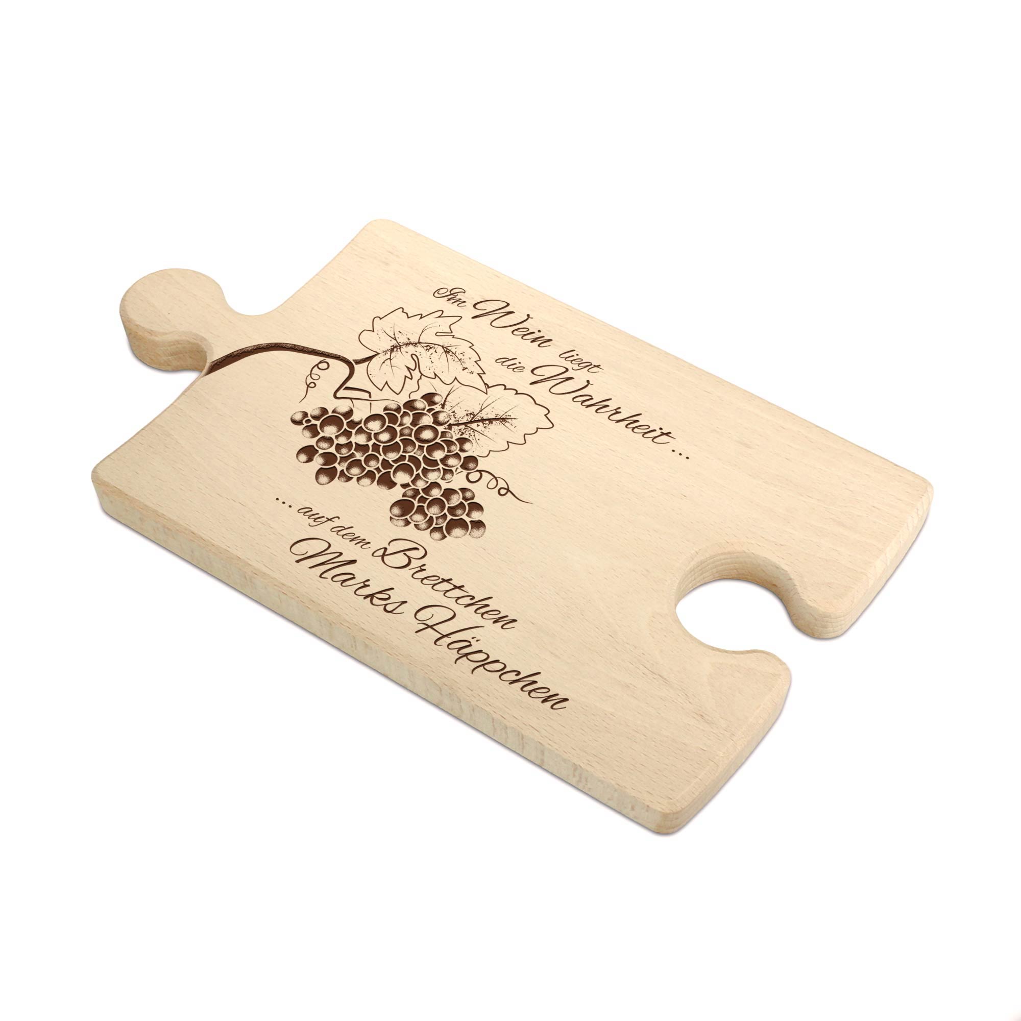 Weinhäppchen - Glas und Puzzle Brettchen personalisiert