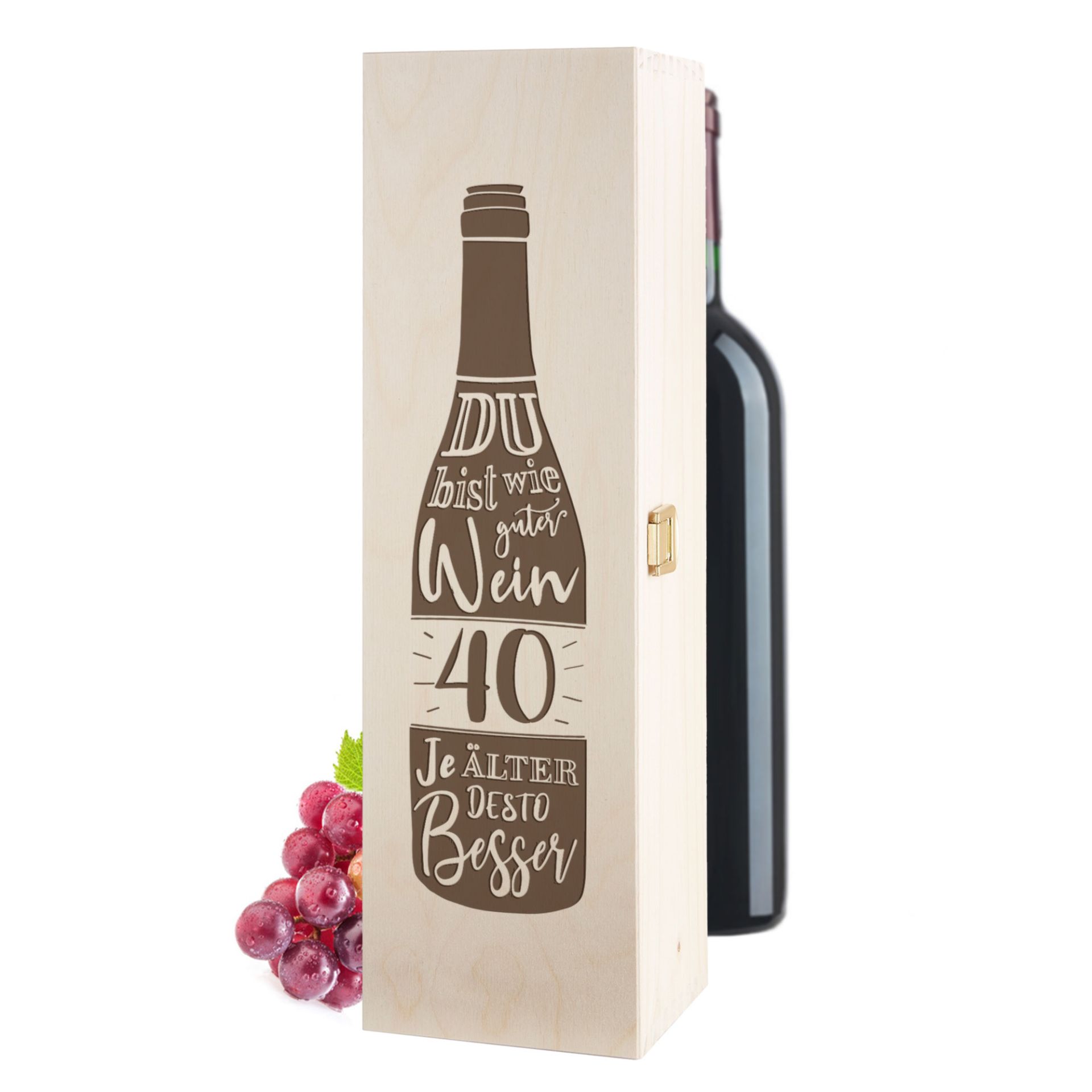 Holz Weinkiste 40. Geburtstag Flaschen Geschenkkiste