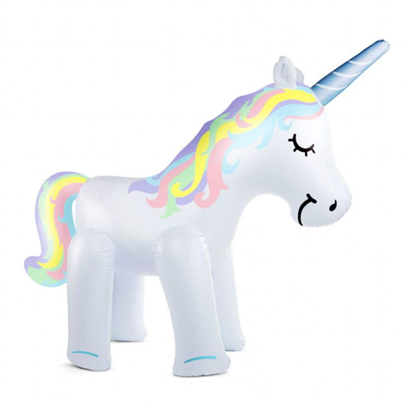 MoKo Einhorn Wassersprinkler Für Kinder – Niedliches Outdoor Wasserspielzeug Pink Mit 2 Schlauchklemmen